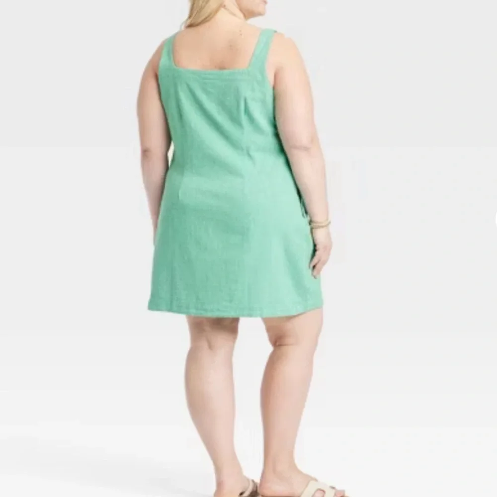 A New Day Women's Tank Mini Shift Green Striped Dress - Picture 3 of 6